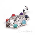 Cage pendentif couleur 7 Chakra pierres précieuses Yoga pendentif en argent en gros